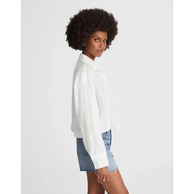 NWT Madewell Straight-Hem Shirt in Cotton Dobby In White Size Small - Image 2
