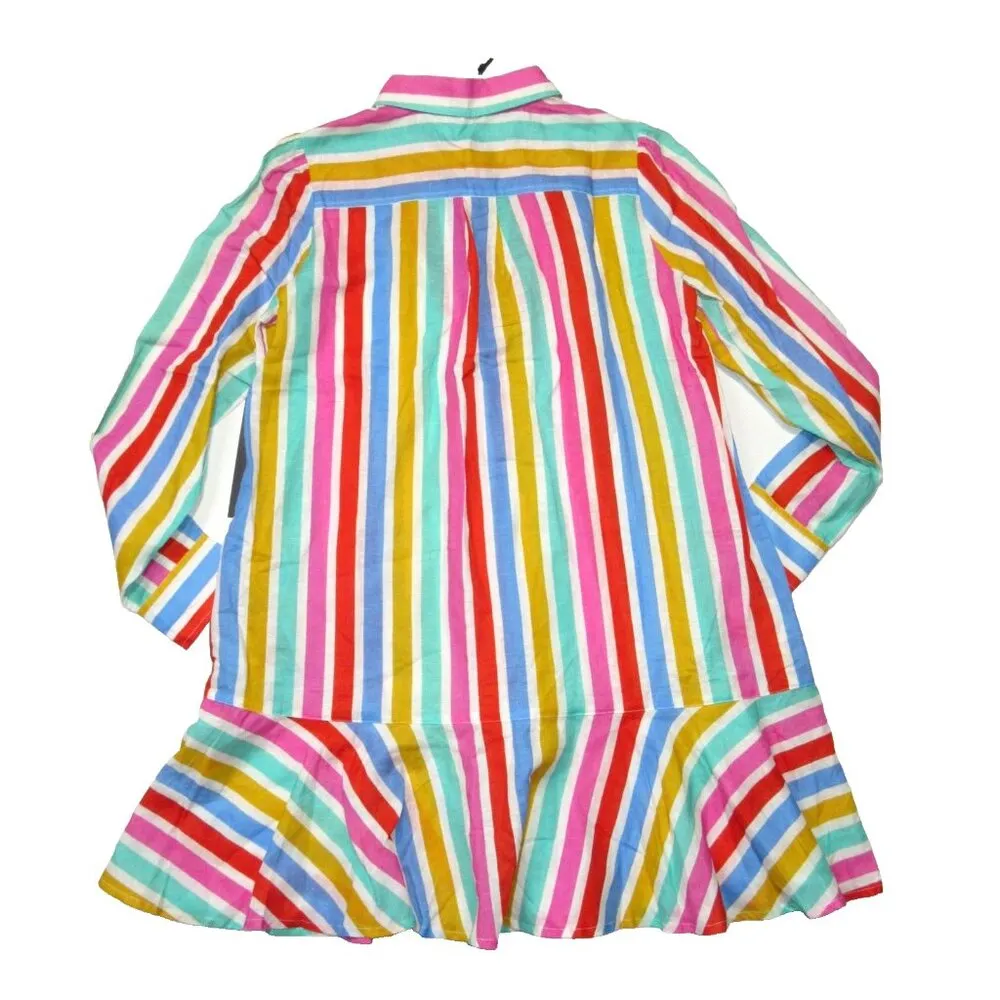 NWT Tuckernuck Callahan in Rainbow Stripe  Linen Cotton Mini Shirt Dress S - Image 5
