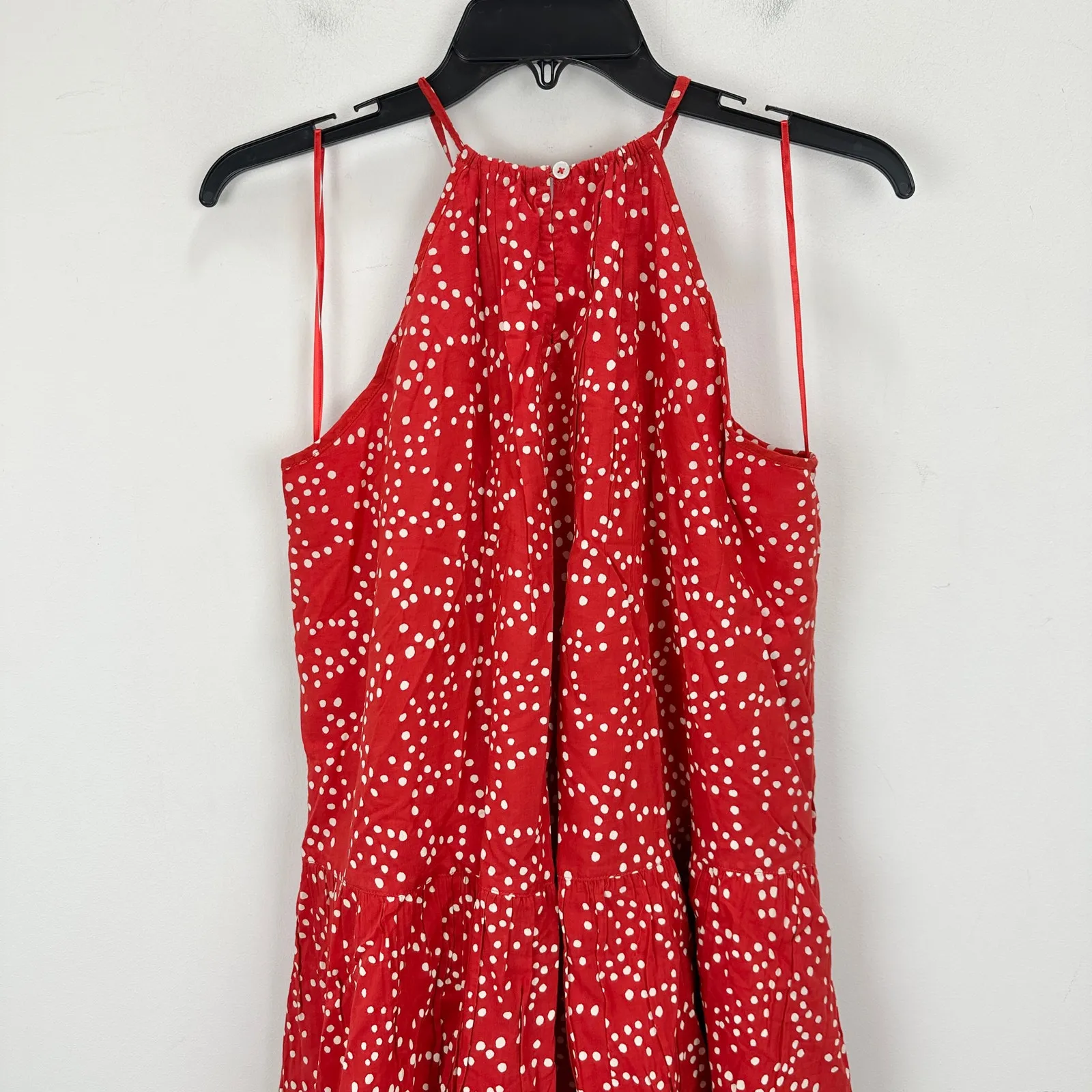 Madewell Drop Waist Mini Dress Polka Dot Trapeze Relaxed Festival Red XS NWT - Image 14