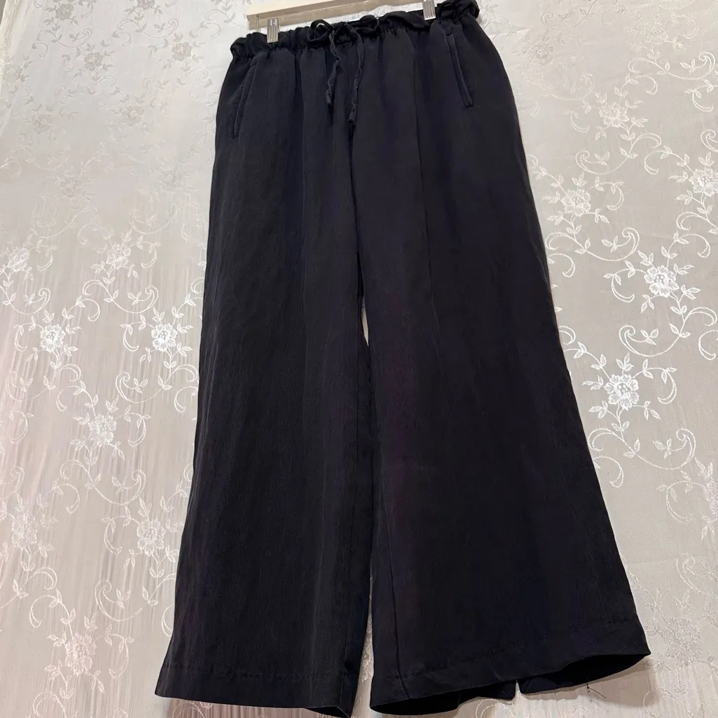INDUSTRY Republic Clothing Tie Front Wide Leg Black Pants Small/Medium Size undefined - Image 3