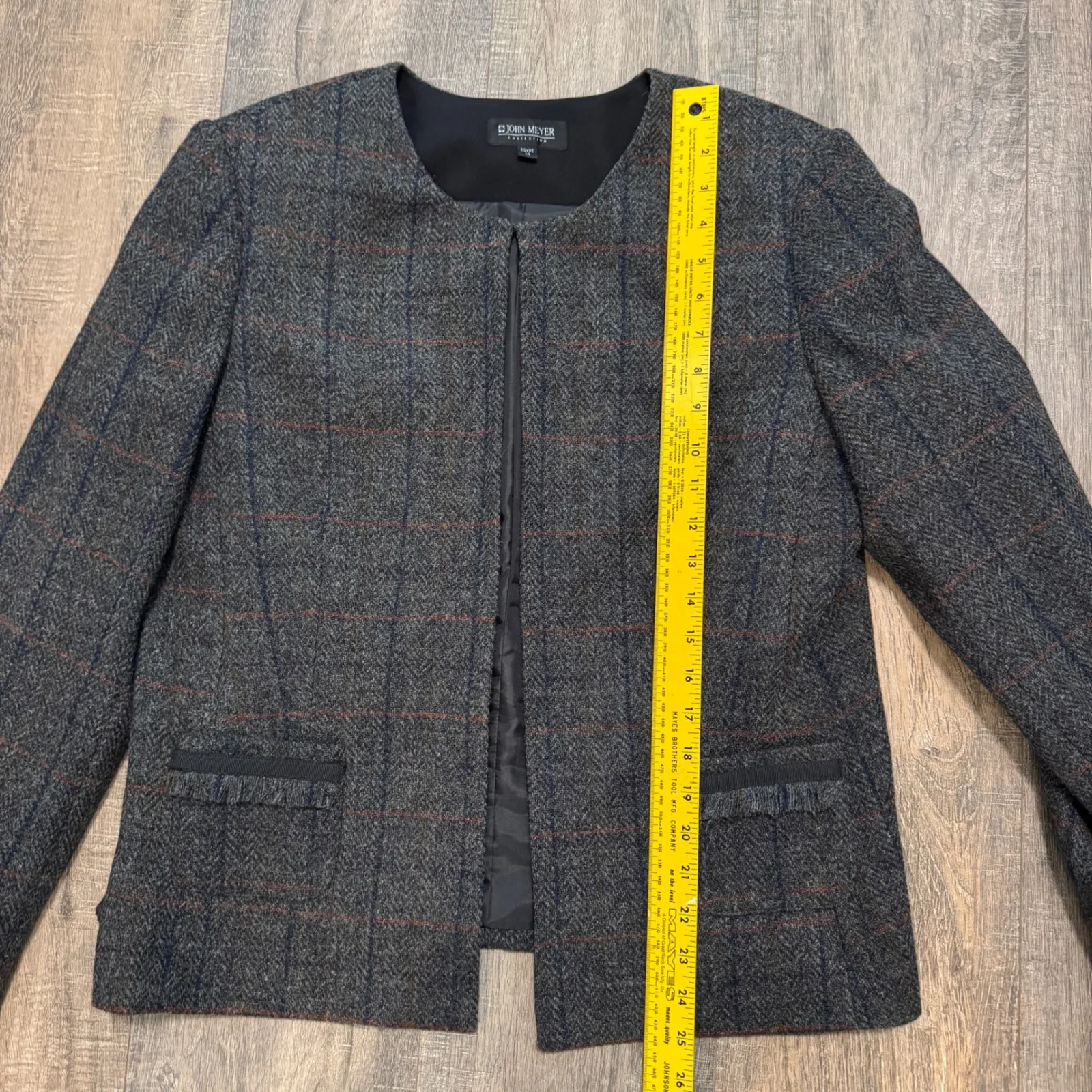 John Meyer‎ Collection Wool Blend Plaid Skirt Suit Set size 14 Career Vintage Gray - Image 6