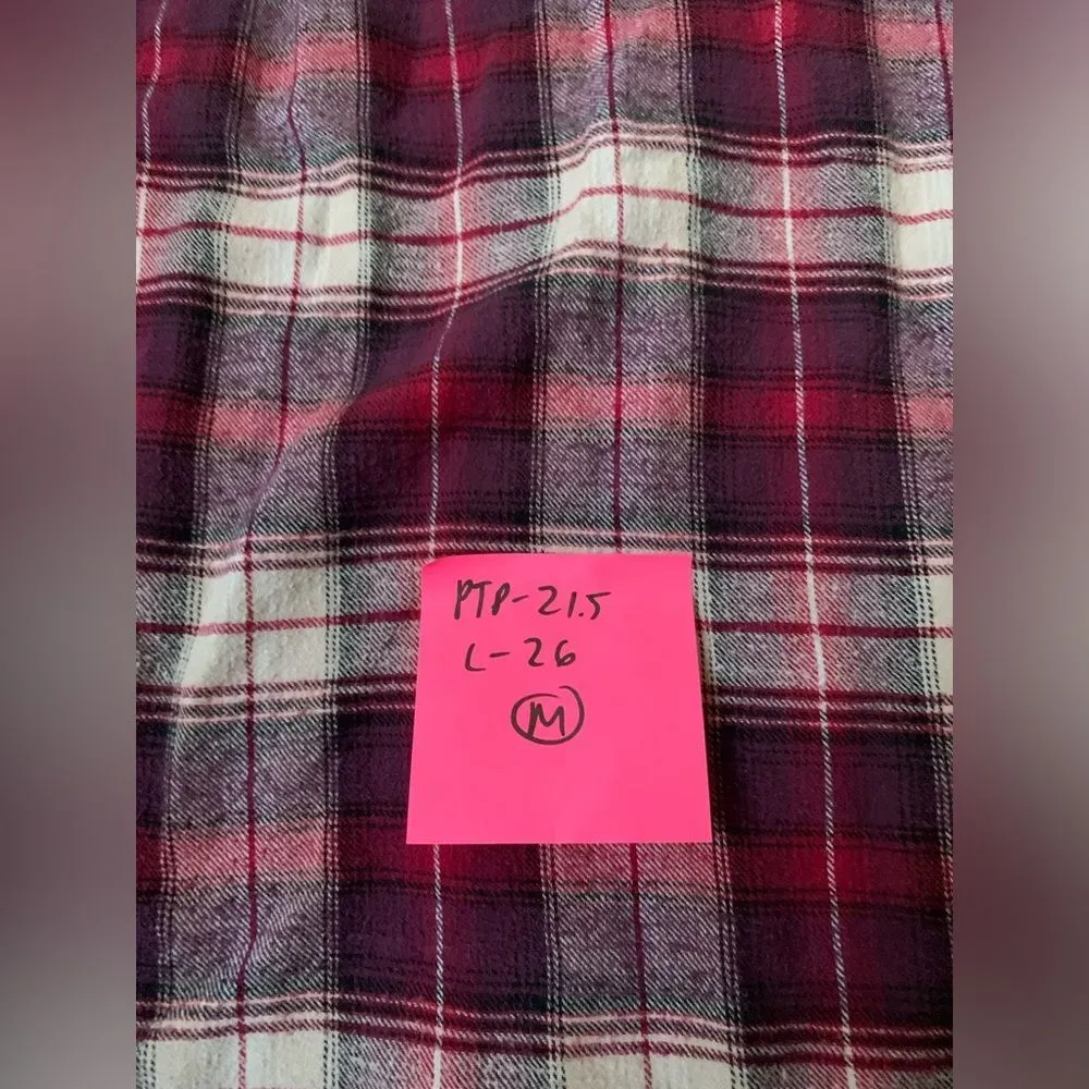 VTG Flannel Plaid Long Sleeve Purple Pink White Size M Size M - Image 7