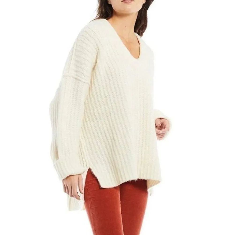 FREE PEOPLE Blue Bell V-Neck Sweater in Ivory, Size XS, New with Tag MSRP $128 - Image 4