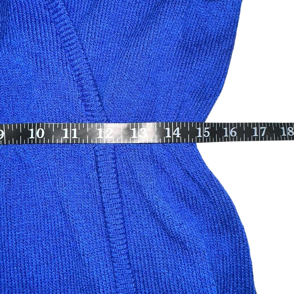 St. John Vintage Santana Knit Royal Blue Faux Wrap Dress - Image 6