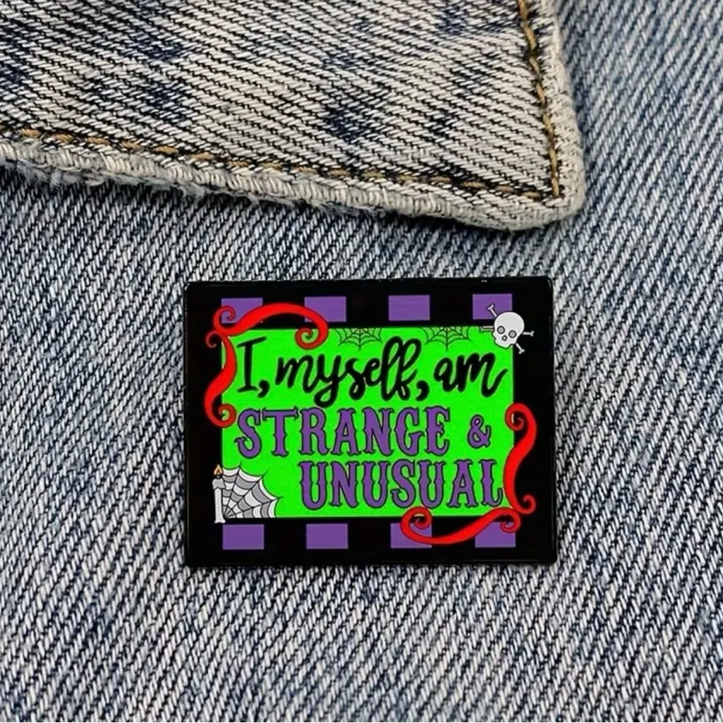 Enamel Metal Pin I Myself Am Strange & Unusual Horror Halloween Beetle Juice NEW Green - Image 2