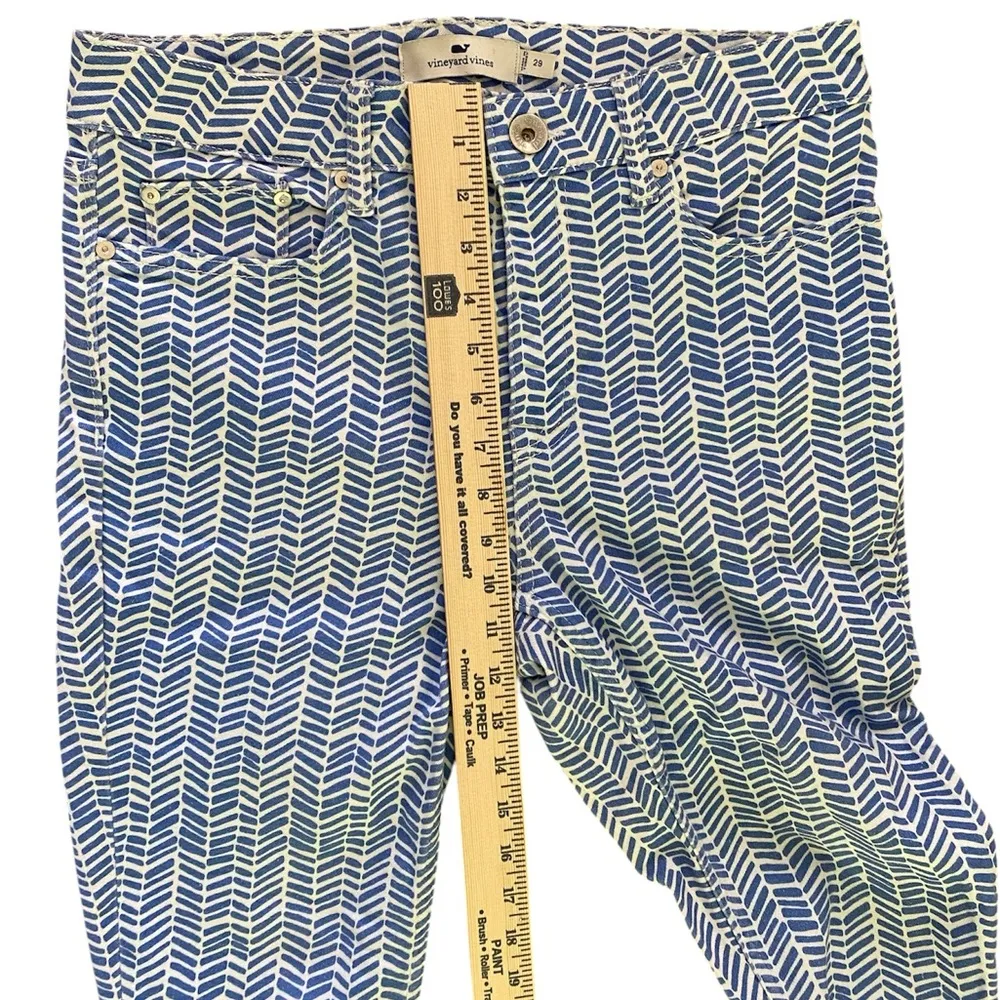 Vineyard Vines Jamie High-Rise Chevron Jean Blue White Nautical Beach Size 29 - Image 6