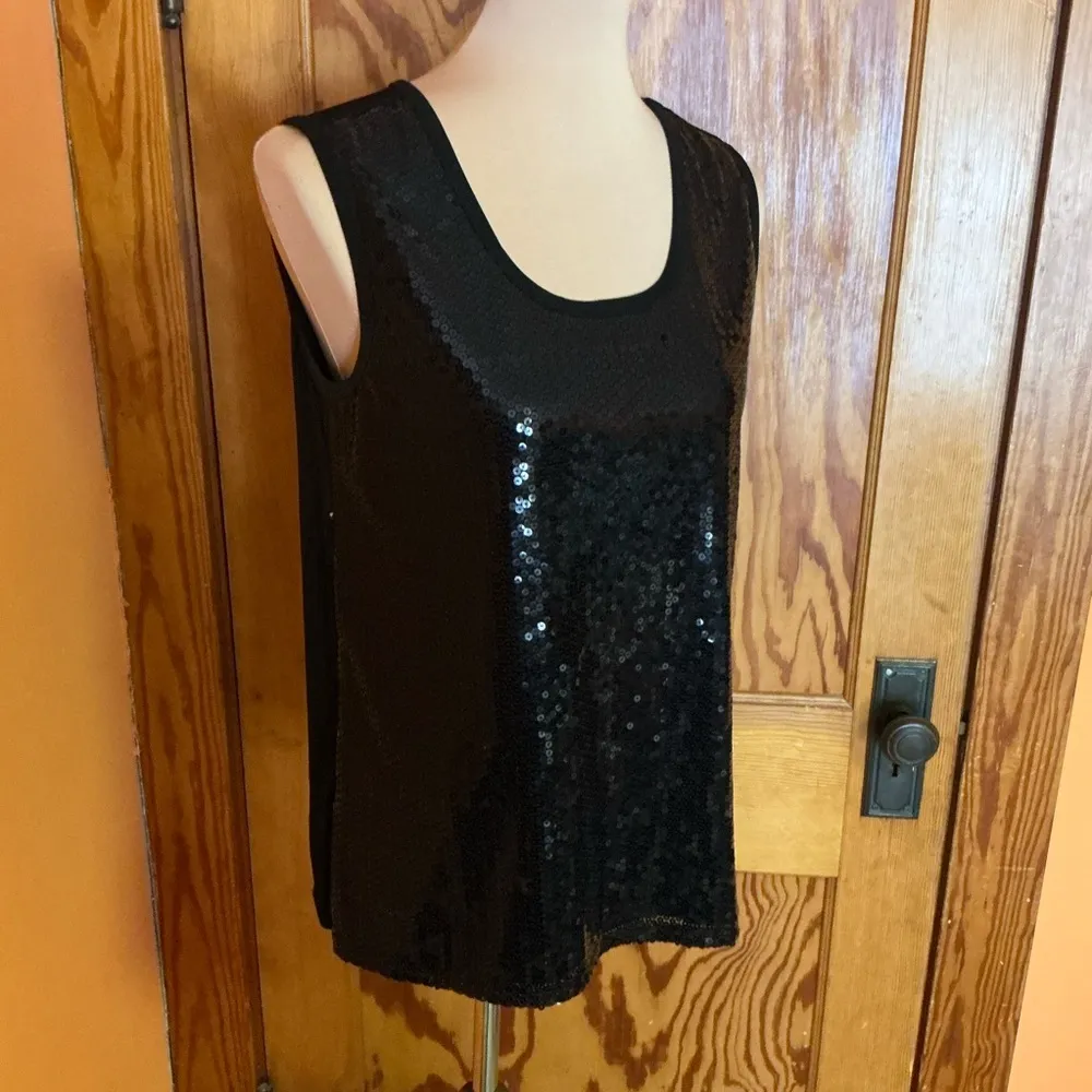 Vtg 90s sequined black tank top Size M - Image 9