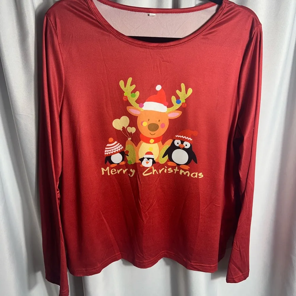 Christmas Woman’s Pjs Set Size L Long Sleeves and Pants Comfy Characters￼ Red Size L - Image 2