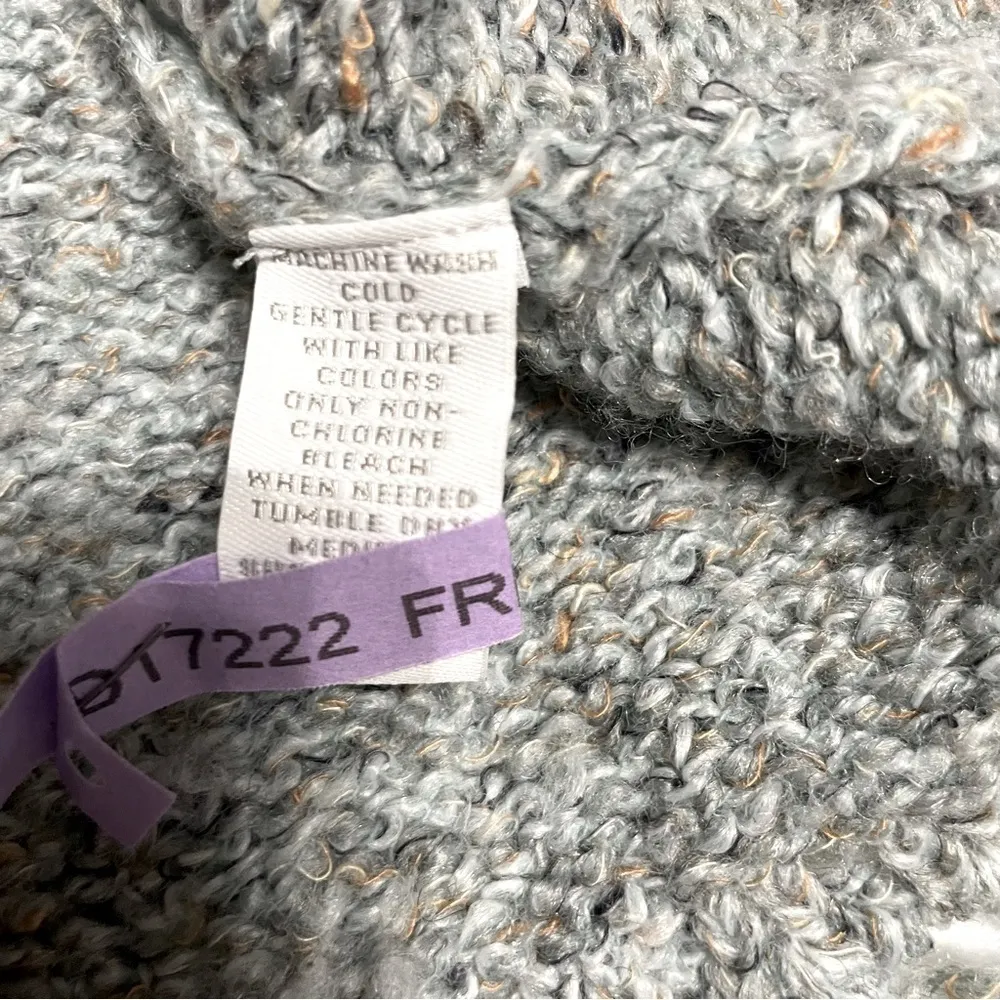 Charter Club Petite Gray Knit Fringe Vest Shawl Collar Button Front P/S - Image 11