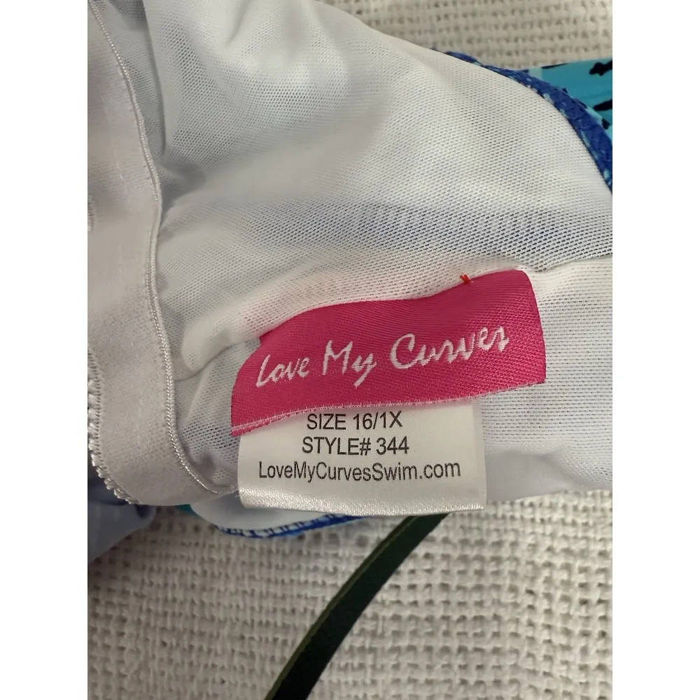 Love My Curves Style 344 Size 16‎ 1x One Piece Swimsuit Resort Beach Blue NWT - Image 7