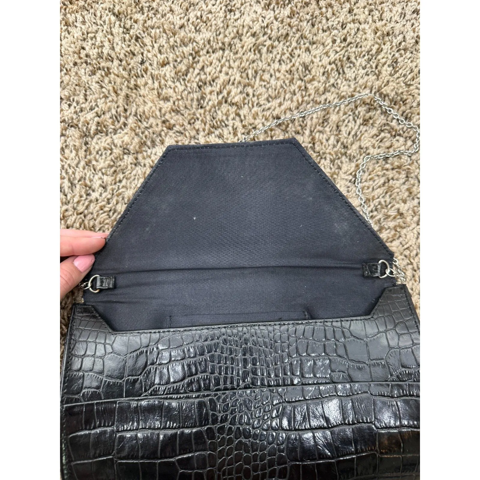 BCBG Maxazria Faux Snakeskin Clutch 9.5x5.5 Envelope Y2k Shoulder Bag - Image 6