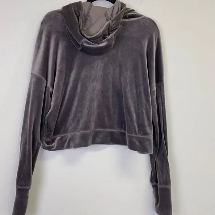 Aerie Grey gray offline velour hoodie - Image 4