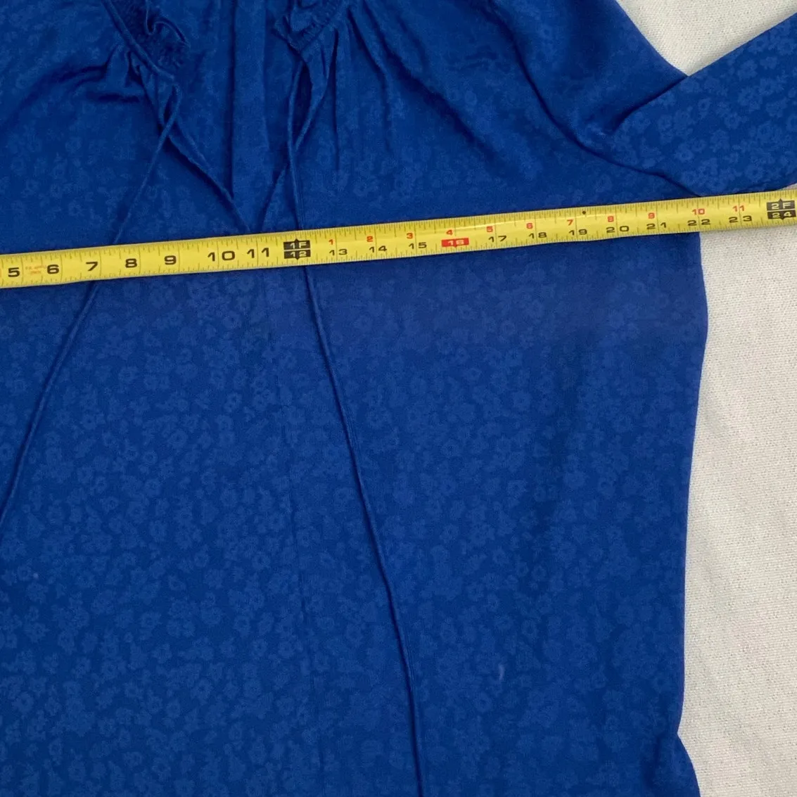 Current air blue floral long sleeve blouse size small - Image 5