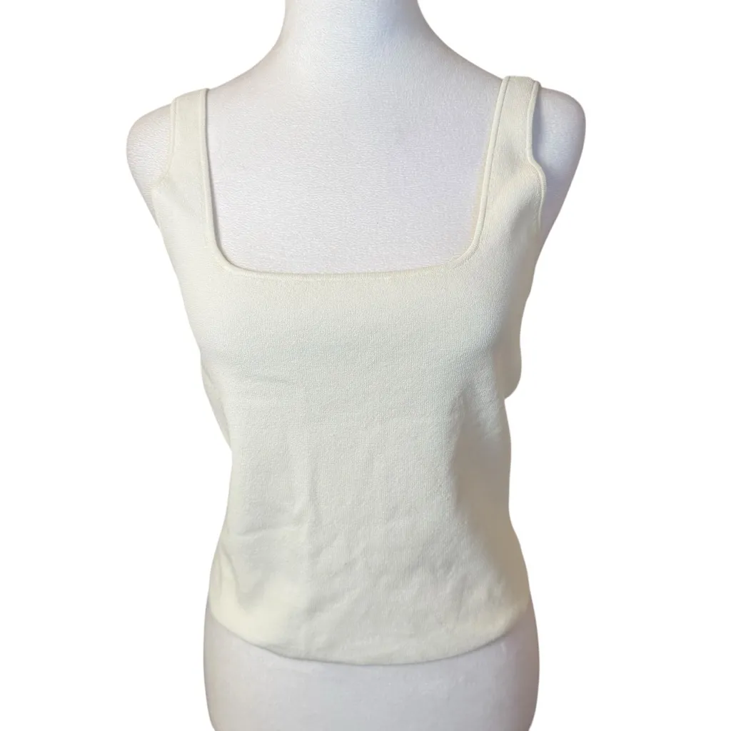 VINCE Square Neck Sweater Tank Cream Ivory Medium Transition Layering Capsule - Image 7