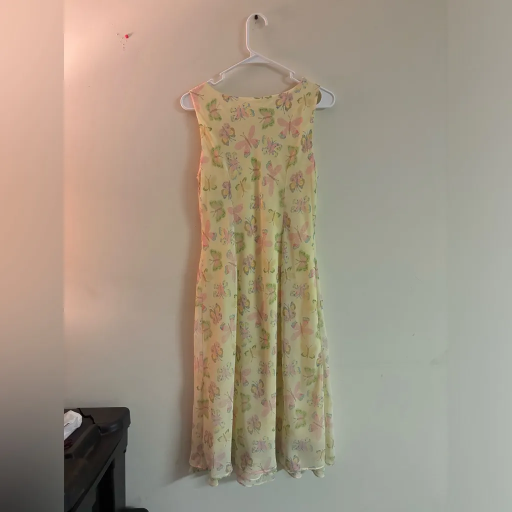 Cato Yellow Butterfly Print Sleeveless Lined Dress Estimated Size S - Image 2