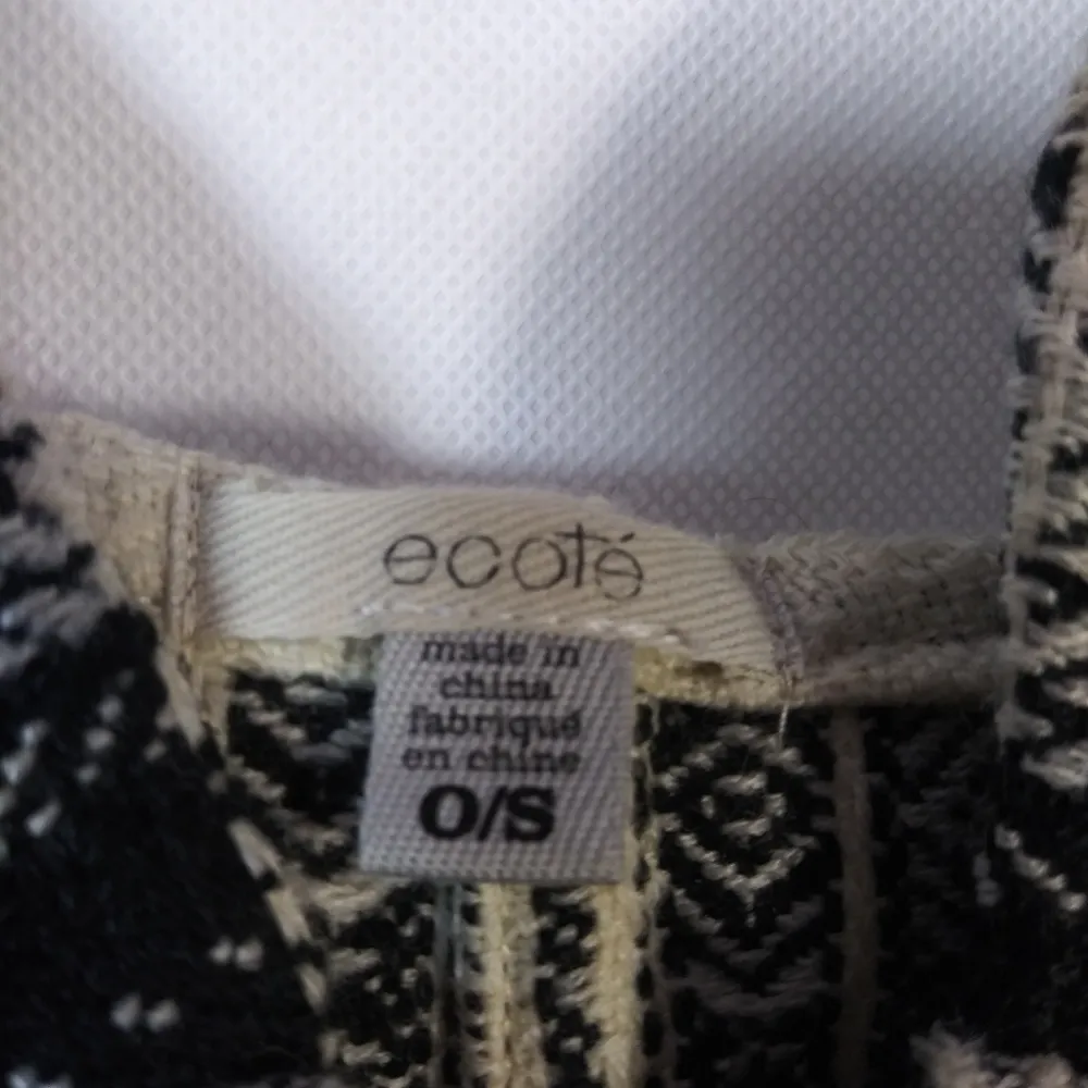 Ecote Cream Black Boho Zip Up Poncho Blanket Size O/S - Image 8