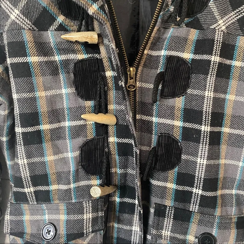 Billabong Zip Up Plaid Jacket Sz Medium - Image 4