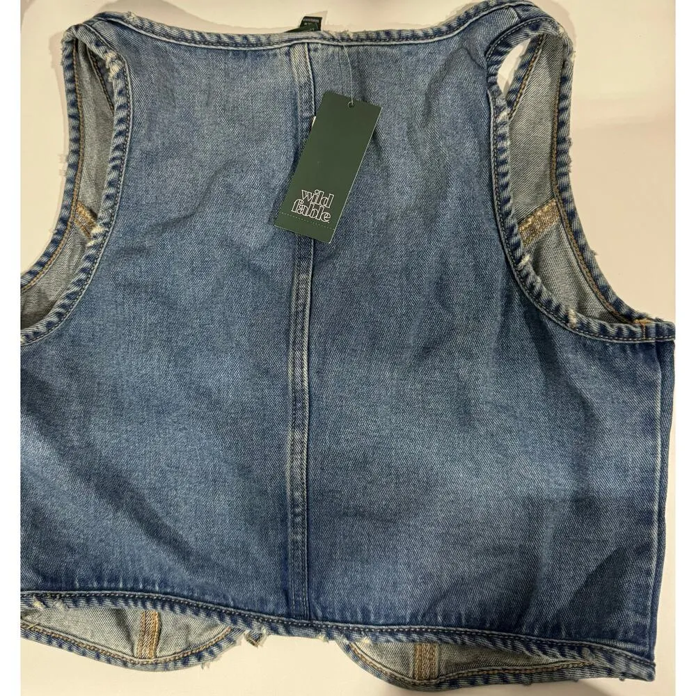 Denim vest from tailored in standard fit with a cropped length - Image 3