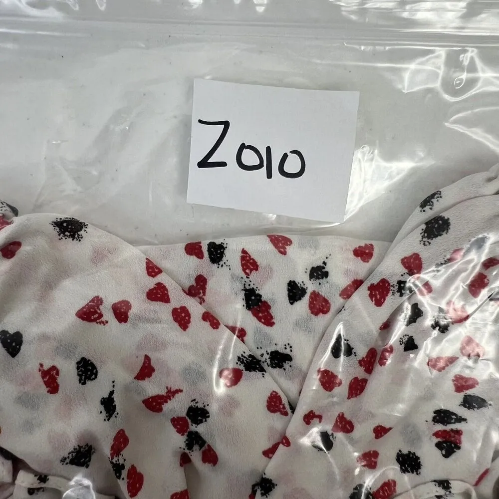 Max Studio Size L Blouse Heart Polka Dot Keyhole Tie Front Smocked Long Sleeve - Image 11