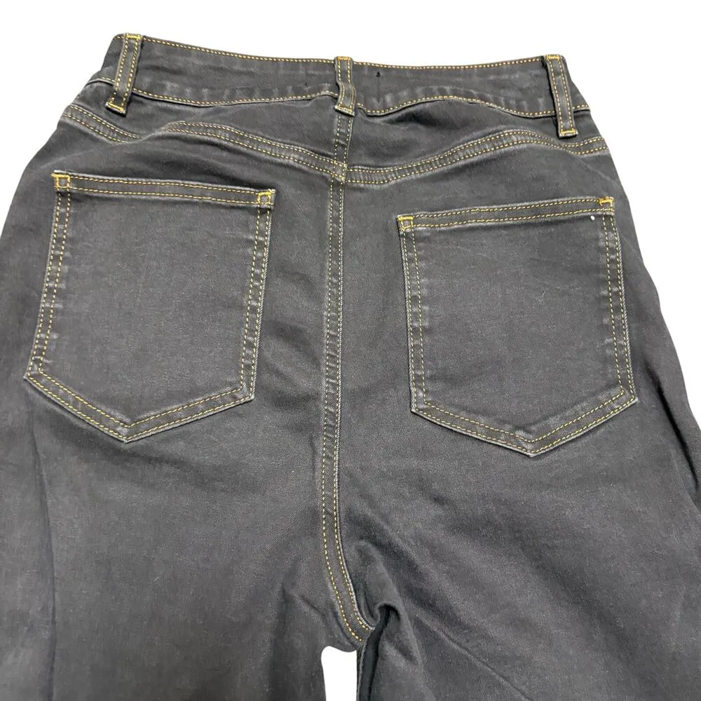 ASOS Design Dark Wash Black Split Hem Straight Leg Jeans SZ 28/32 High Rise - Image 10