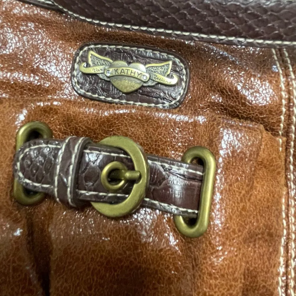 Kathy Van Zeeland Y2K Crossbody Purse Fleur De Lis Buckles - Image 2