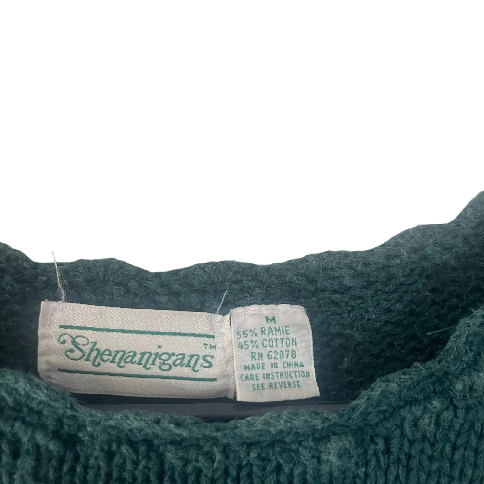 Shenanigans Vintage 90s Women's Size Medium Rose Floral‎ Crochet Green Sweater Black - Image 6