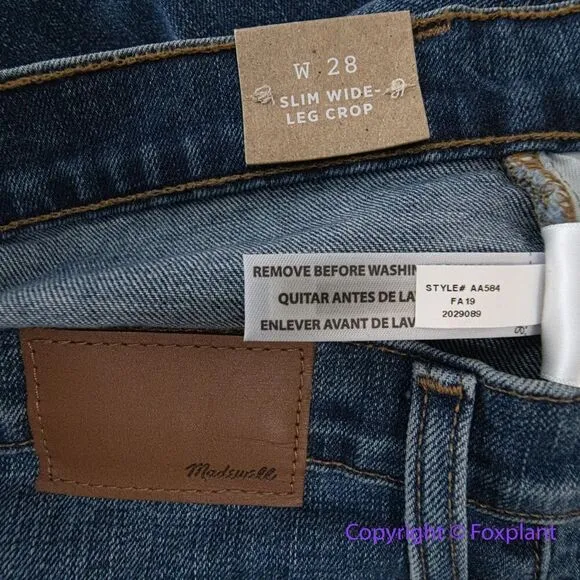 New! Madewelll Slim Wide-Leg Jeans in Crownridge Wash: Raw-Hem Edition, size 28‎ - Image 16