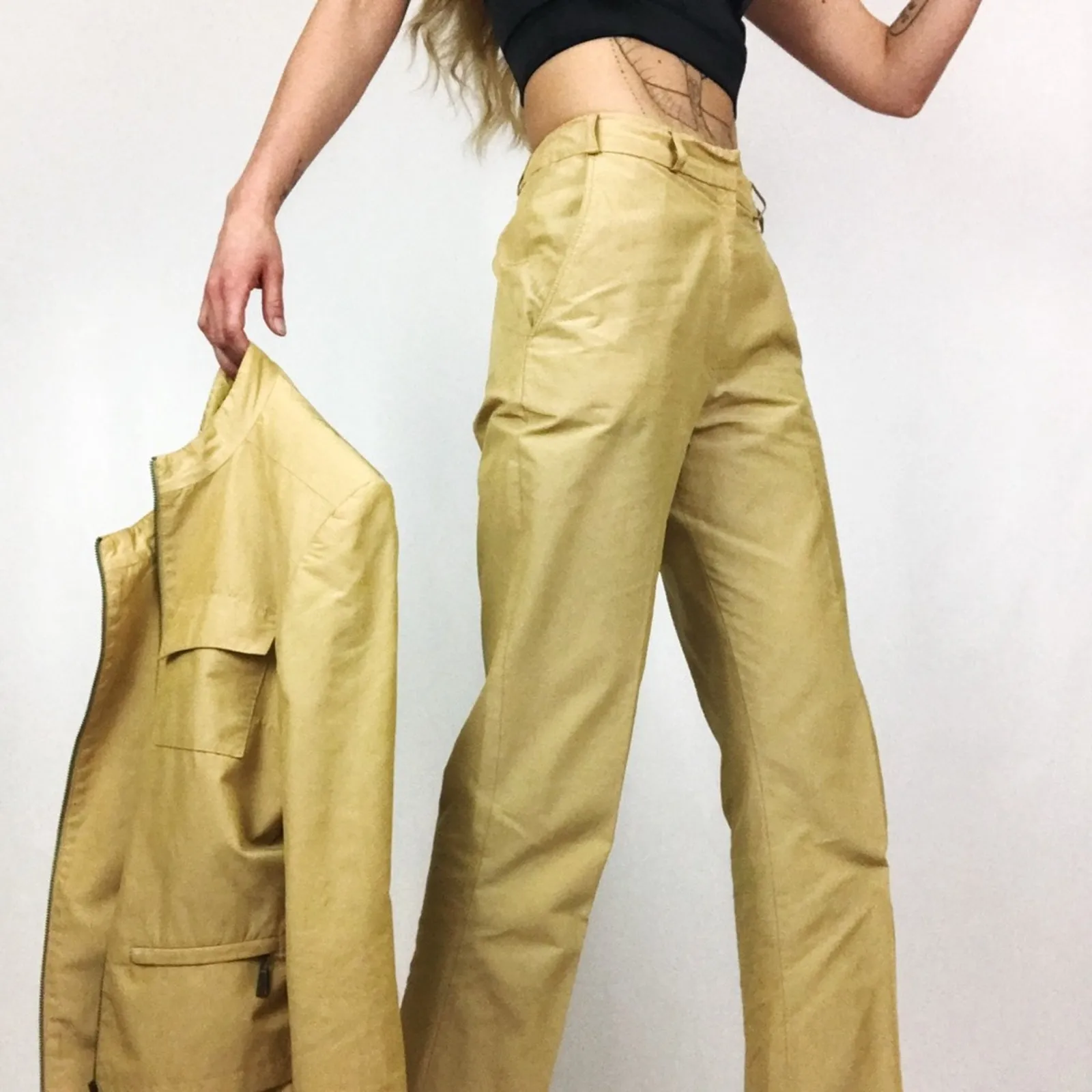 Vintage ✨ Louben Moto Suiting Set Gold Size 6 - Image 9