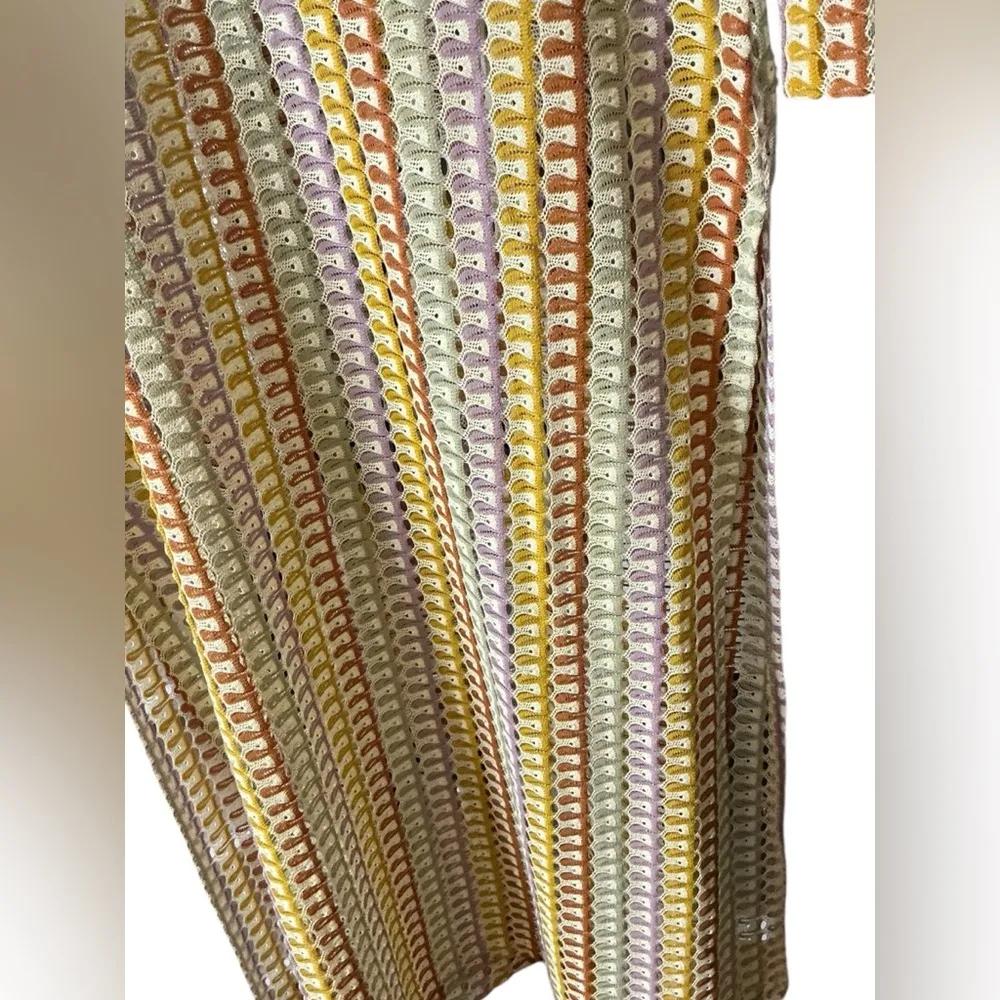 Multicolor Striped Swim Coverup Yellow Size XL - Image 4