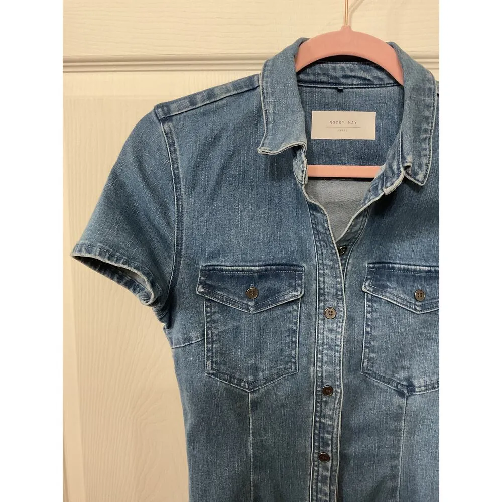ASOS Noisy May Shirt Dress Joy in Blue Denim, S - Image 4