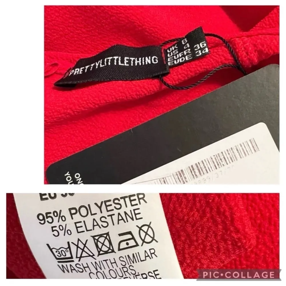 NWT Prettylittlething Romper Tie Front Red Playsuit 4 Plunging V-Neck Cocktail - Image 14