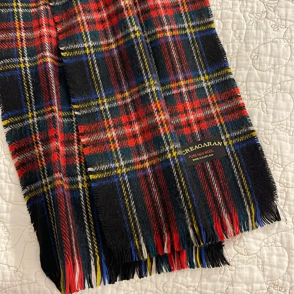 Creagaran Vintage Plaid Wool Scarf Scotland Scottish Y2K Red - Image 3