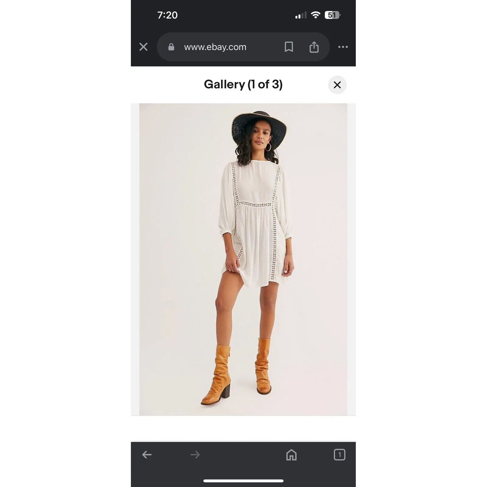 Free People Charlotte Tunic Dress Size Small Swiss Dot Embroidered Ivory Boho ! - Image 6