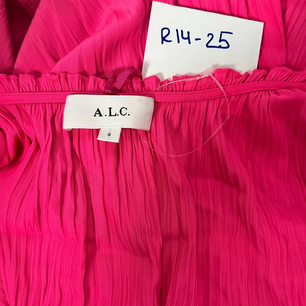 A.L.C neon hot Pink pleated dress NWOT, size 0 - Image 5