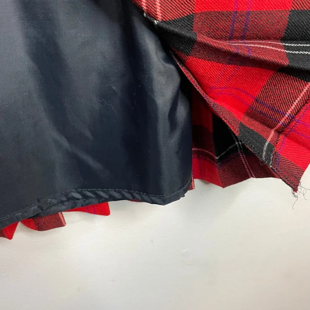 Vintage Byford Wool Red Tartan Plaid Pleated Long Midi Skirt Scotland womens 14 - Image 8