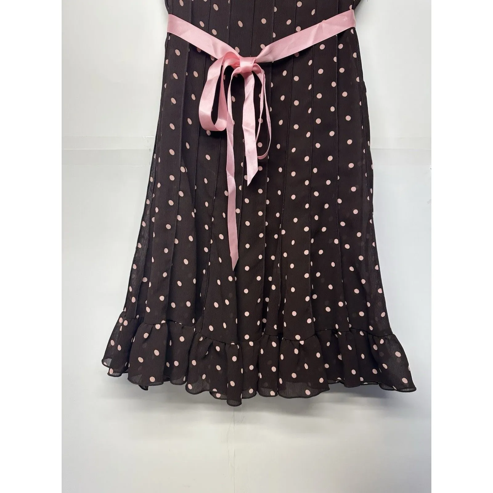 Sandra Darren Dress Women’s 10P Semi-Sheer Polka Dot Zipper Sleeveless 10 Petite - Image 2