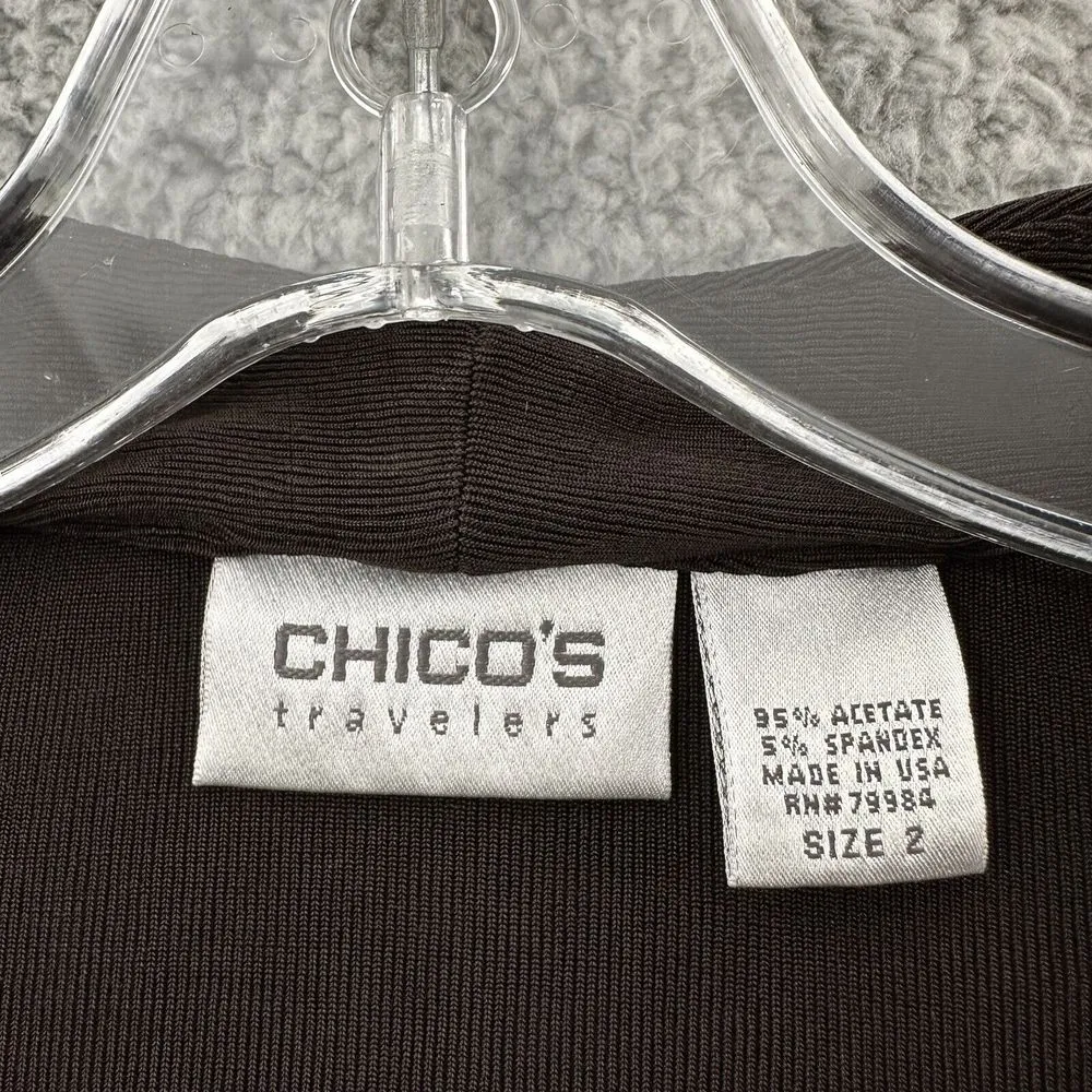 Vintage Chico's Travelers Slinky Knit Open Front Cardigan Stretch Office‎ W 2 L - Image 4