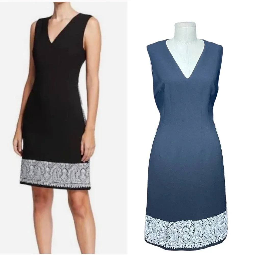 Kobi Halperin‎ Black Sleeveless Sheath Dress Paisley Trim Size US 4 - Image 2