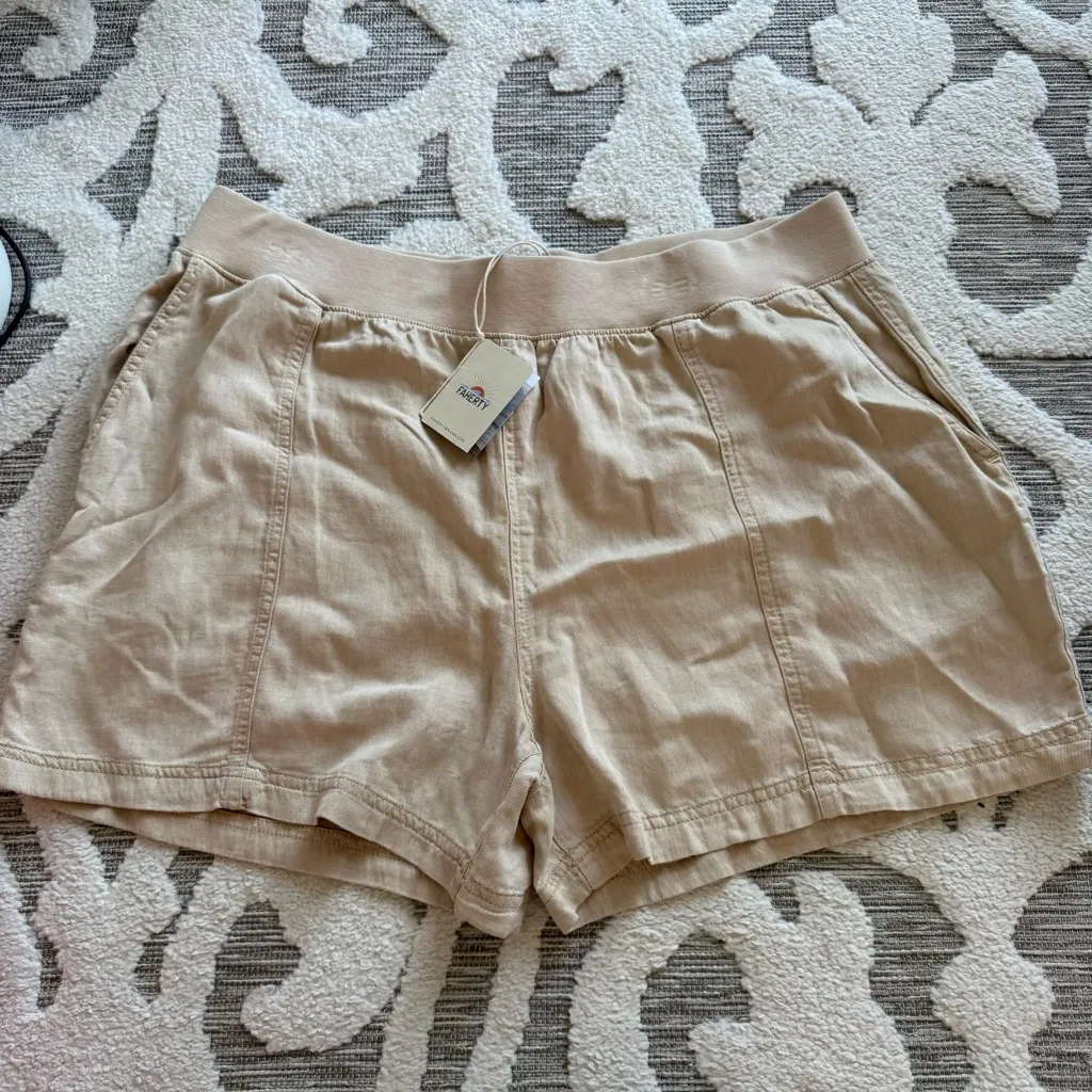 Faherty Arlie Day Shorts in Safari Beige Tan Cotton Linen Blend Size XLarge NWT - Image 4
