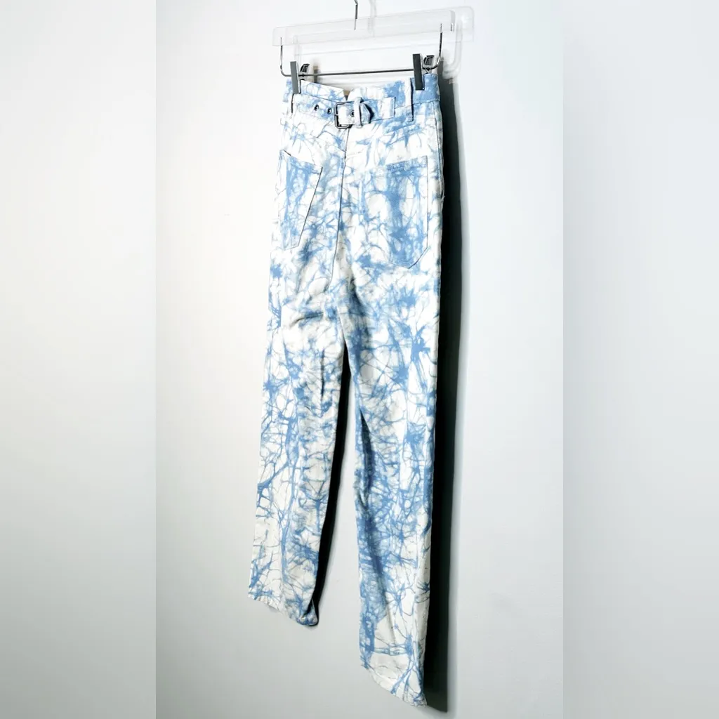 Rachel Comey Tie Dye Blue White High Rise Tapered Leg Jeans Size 0 - Image 8