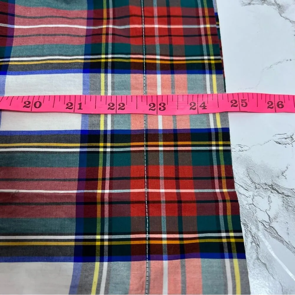 J. Crew Scallop Tie Neck Puff Sleeve Top In Stewart Tartan Plaid Sz M - Image 6