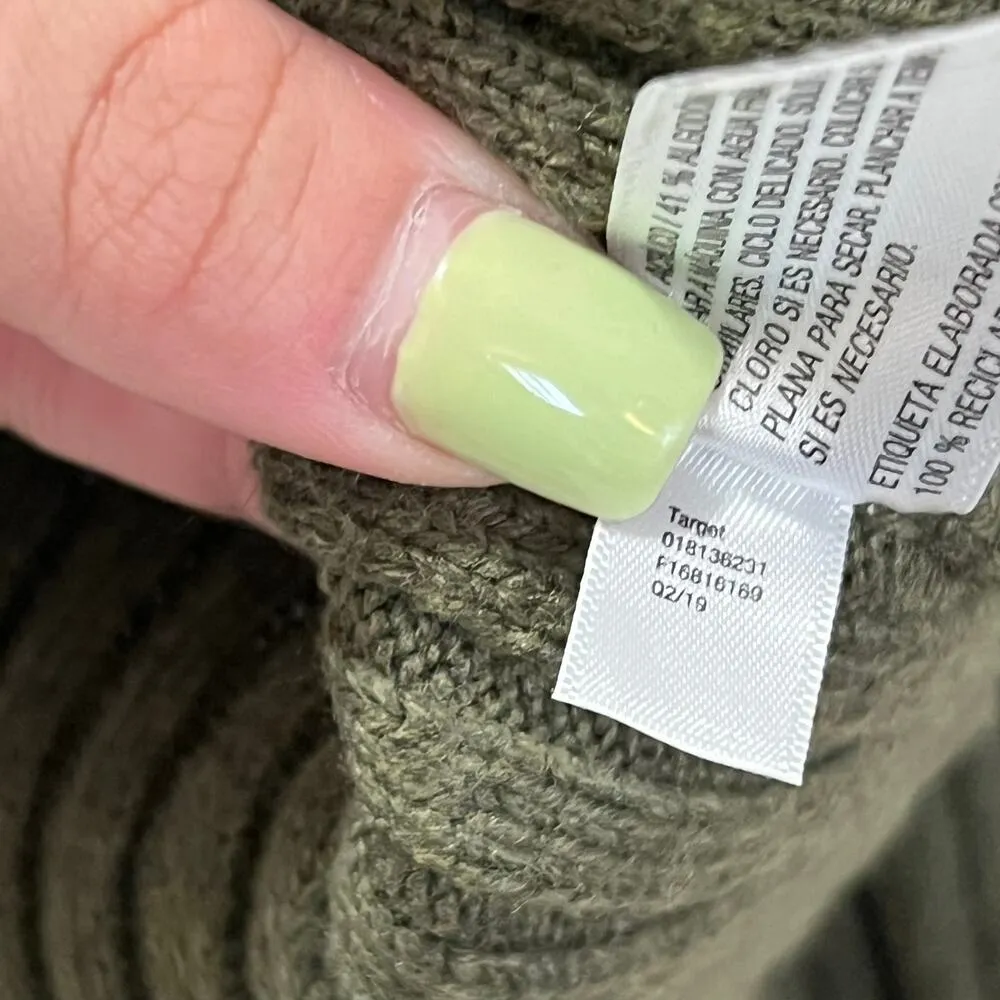 A New Day Olive Green Turtleneck Chunky Sweater Balloon Sleeve Size XS - Image 5