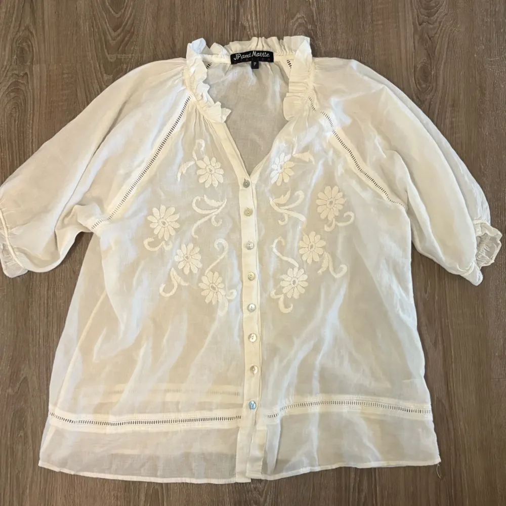 Sundance Catalog JP And Mattie White “Easy Essence Blouse” Sz P 4/6 Boho Cottage - Image 3