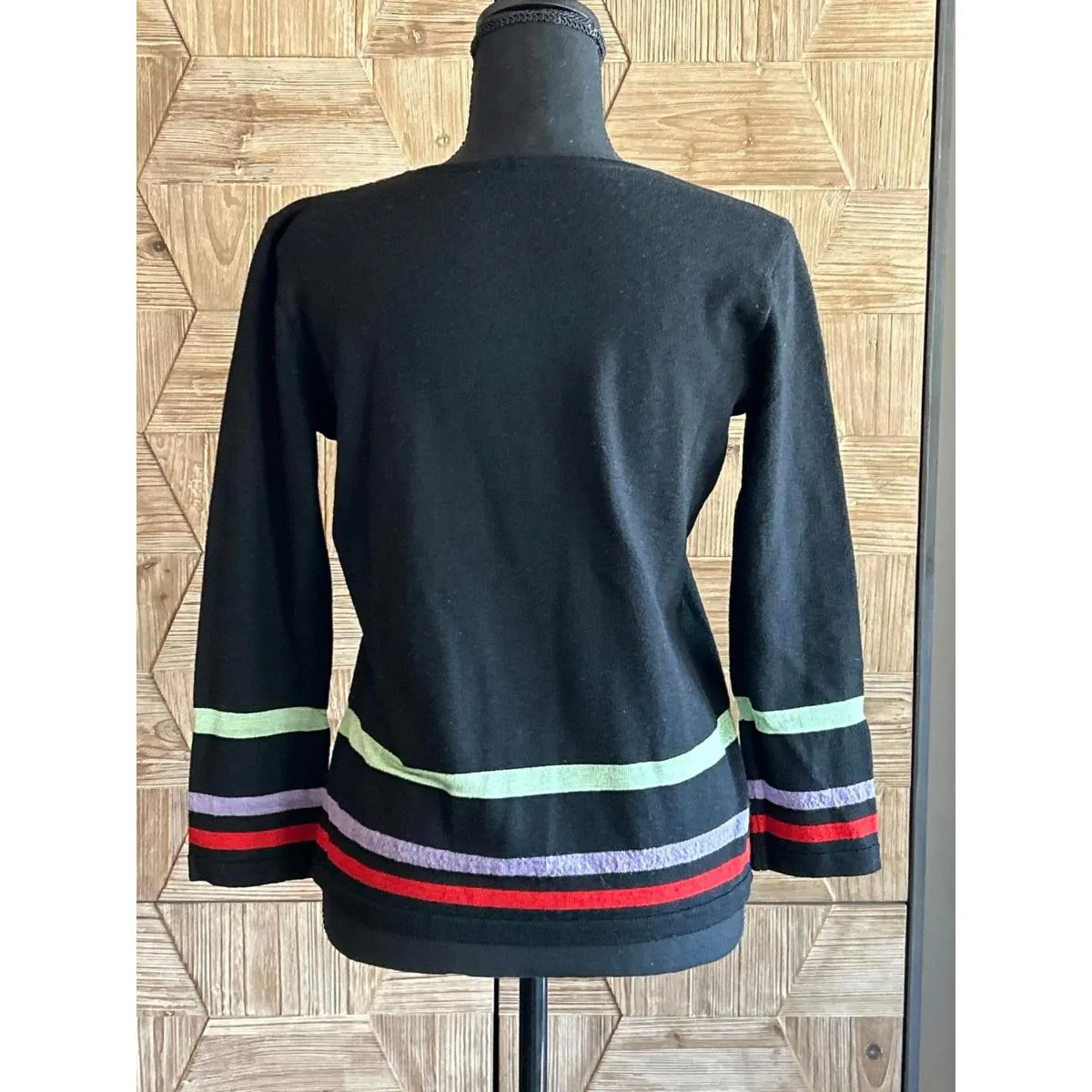 Vintage Armani Sweater Small Black with Multicolor Pullover - Image 5