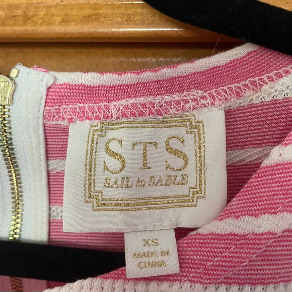 Sail to Sable Jetting to Jetties Pink Striped Knit 3/4 Sleeve Mini Dress Preppy - Image 5