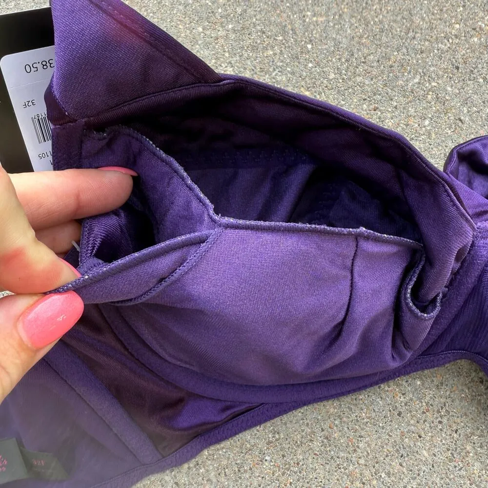 Frederick’s of Hollywood Purple Va Va Voom Satin Full Figure Push Up Bra 32F NWT - Image 2