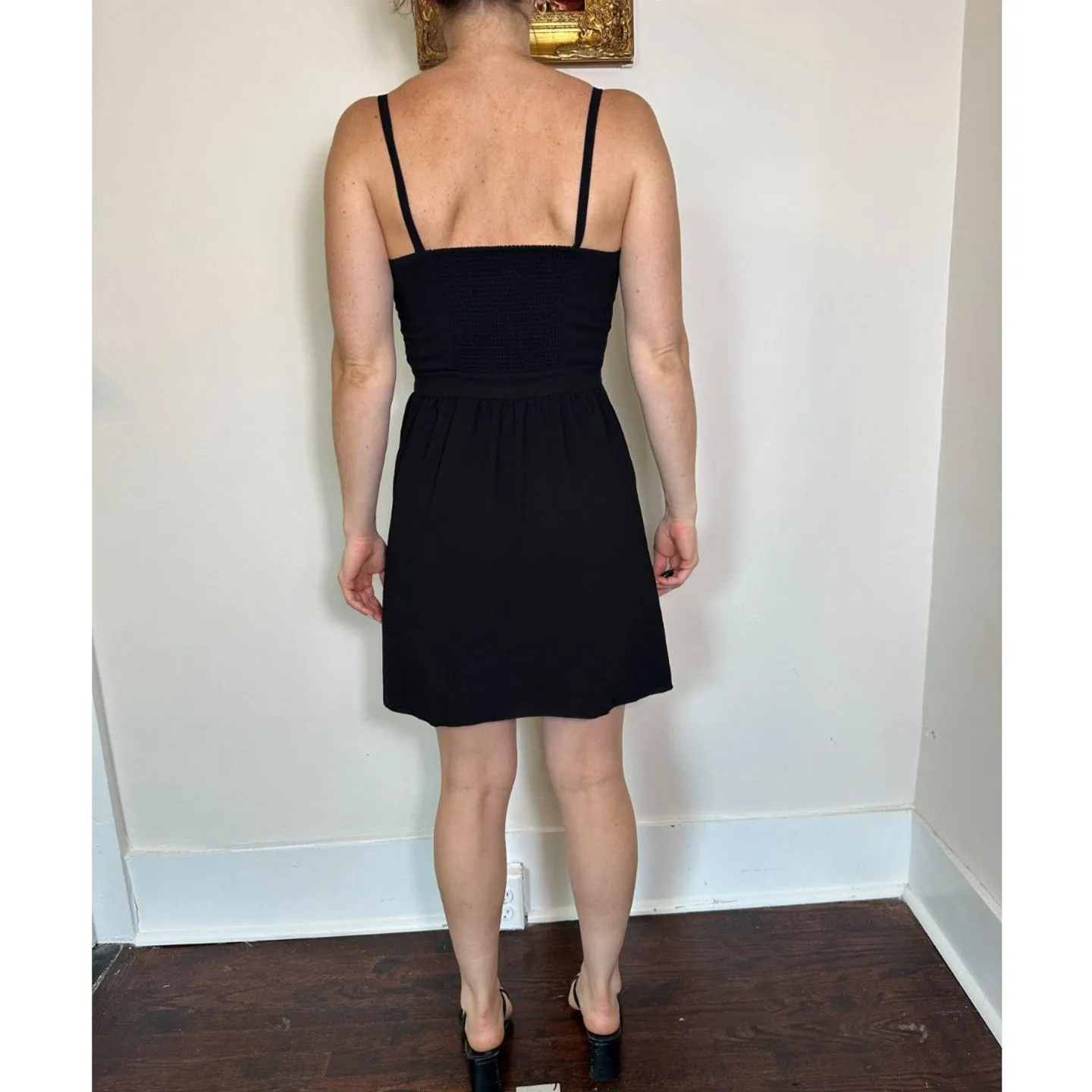 Aritzia Wilfred Black Tie Front Cut Out Mini Dress Size 0 - Image 4