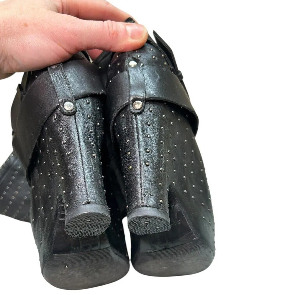 Sam Edelman Black Leather Studded Over-the-Knee Wedge Boots Buckle - Women’s 7.5 - Image 11