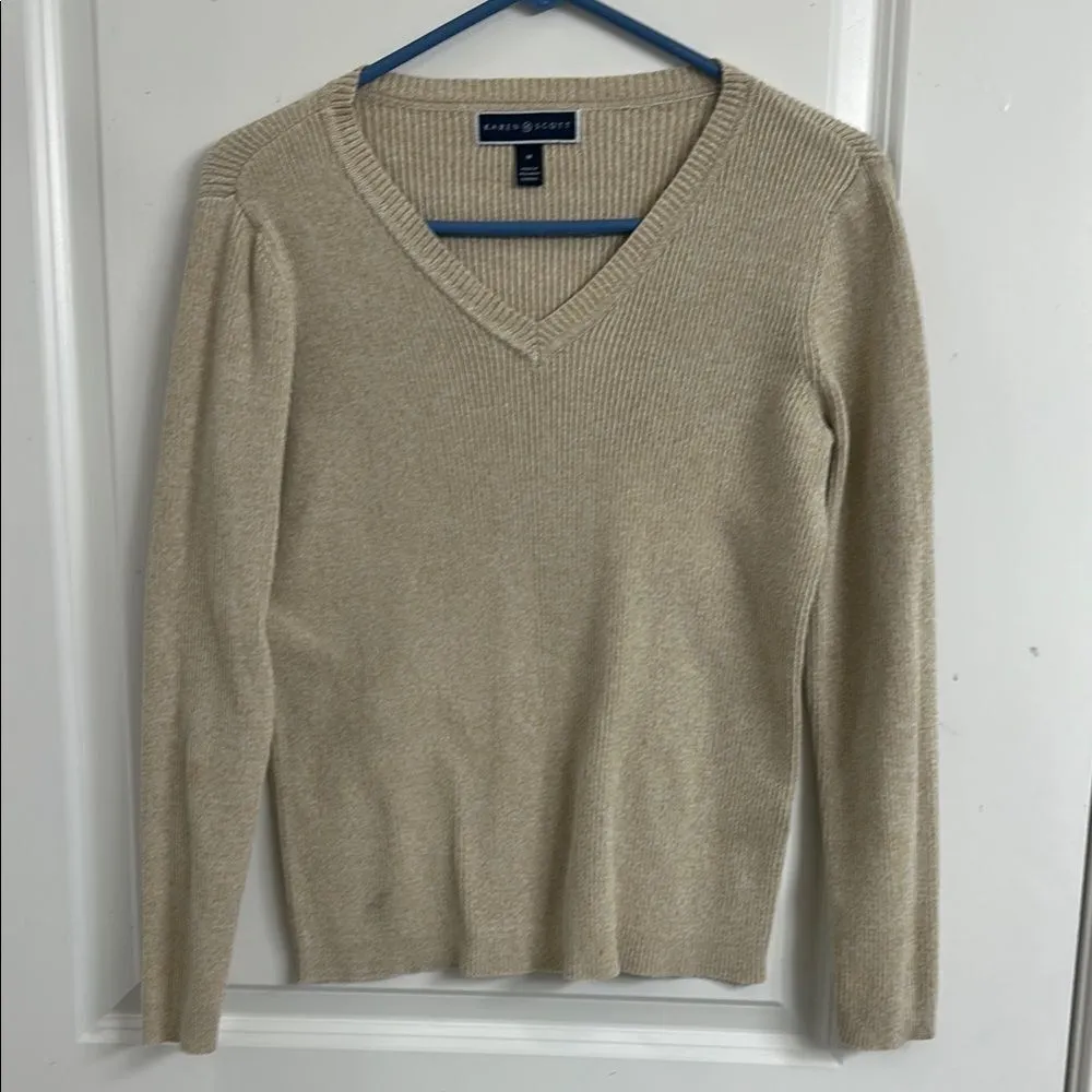 Karen Scott Cream V-Neck Sweater - Image 2