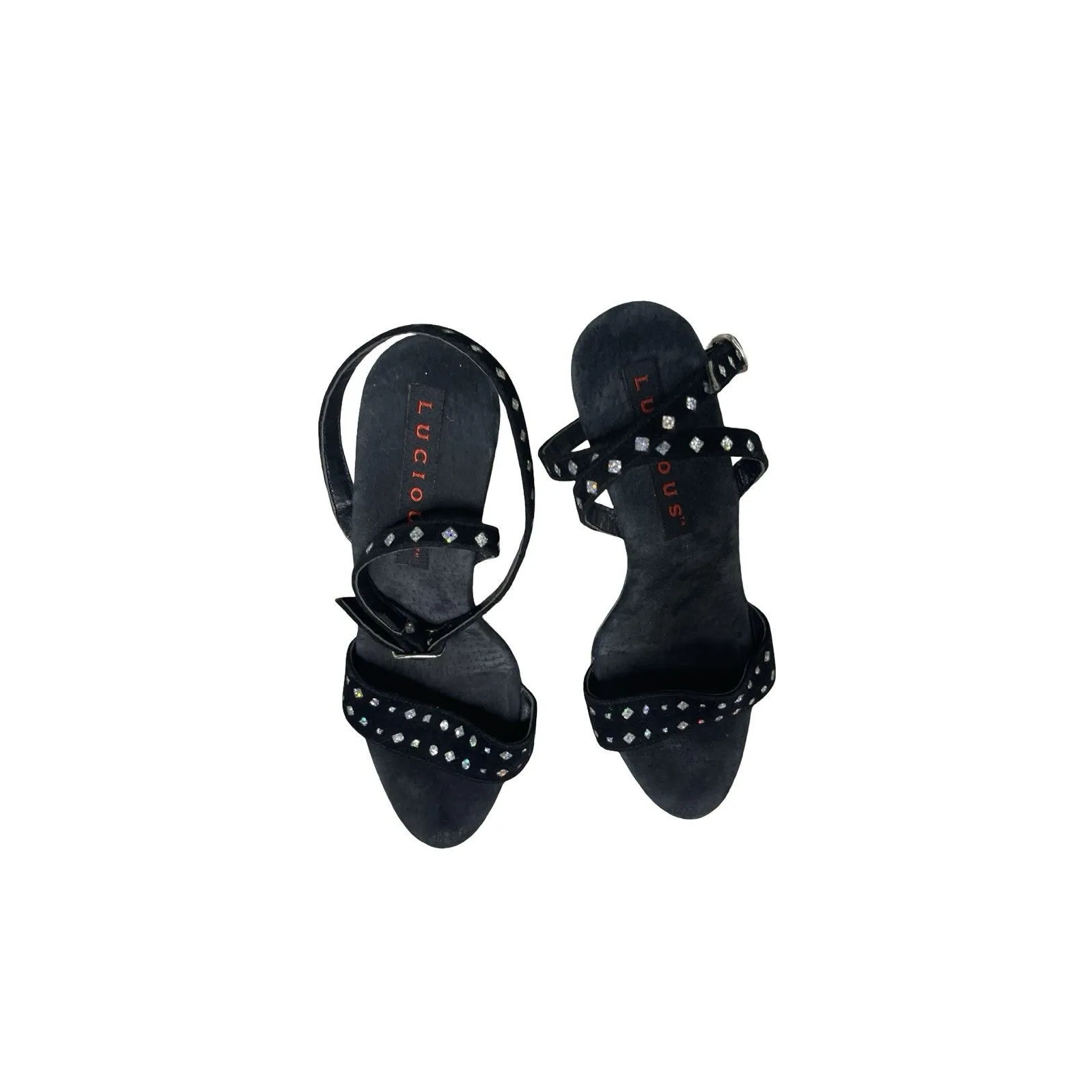 Lucious Stripper Pole Dancer Black Glitter Heel 3 Clear Platform Shoes Size 6 - Image 4